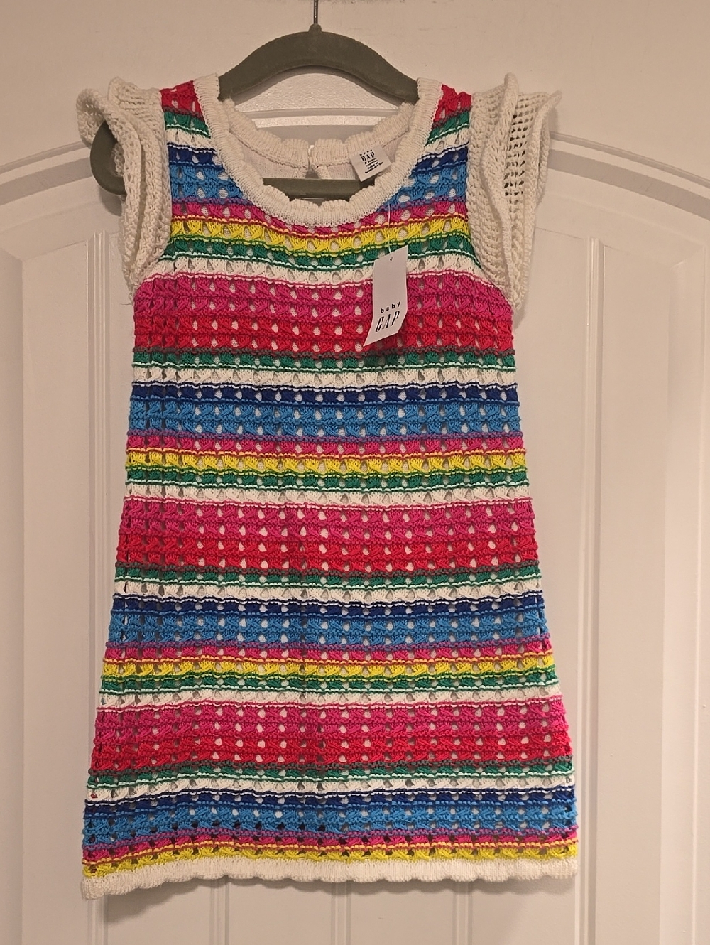 NWT BABY GAP Crochet Stripe Knit Dress - Multi Color